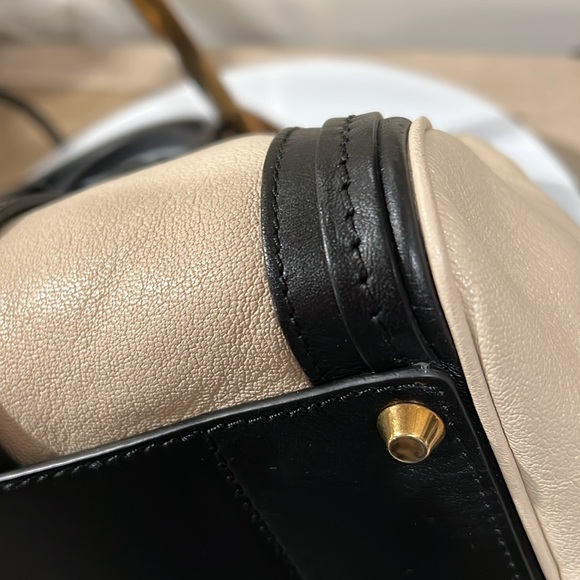 CHLOE Alice Cream and Black Leather Crossbody Satchel 2 Way Bag -Husky White EUC - Picture 12 of 16